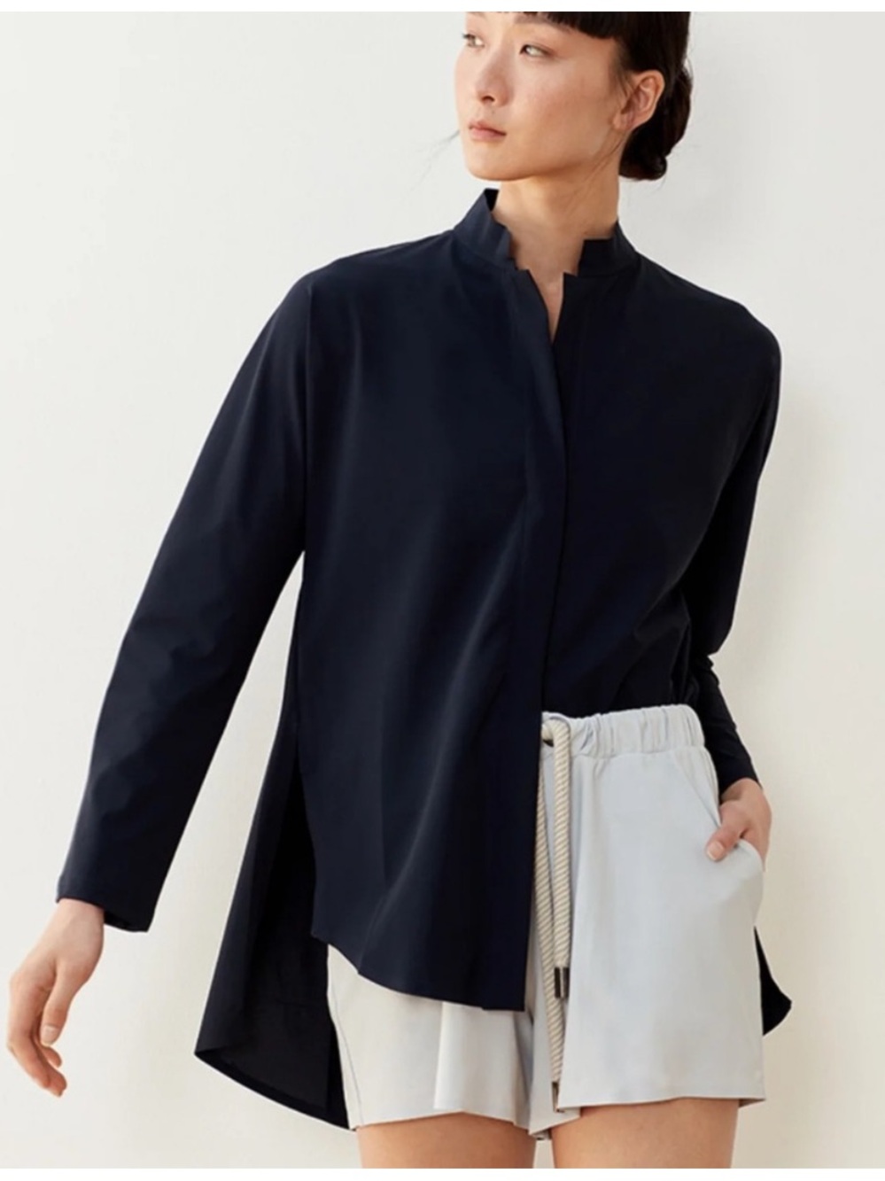 Aday Black Nylon Blend Long Sleeve Something Borrowed Shirt Sz. M